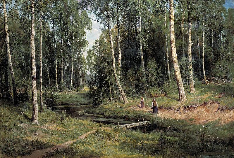 Ivan Shishkin Bach im Birkenwald Germany oil painting art